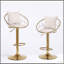 Chaise de bar en velours blanc cassé, plaquée or pur, conception unique, rotation à 360 degrés, hauteur réglable, convient aux salles à manger et aux bars, ensemble de 2
