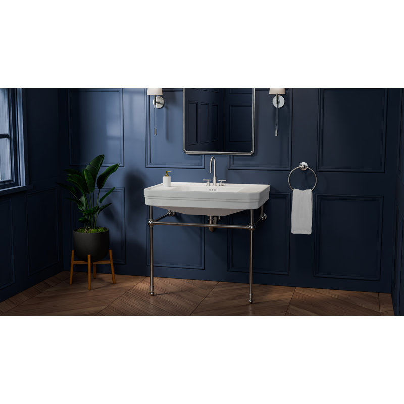 Valencia 31 in. W x  33 in. H Console Sink, 4 in. Faucet Drilling, Brushed Nickel, Minispread, Brushed Nickel