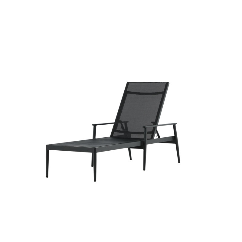 Elmerine 195cm Long Reclining Single Sun Lounger, Black