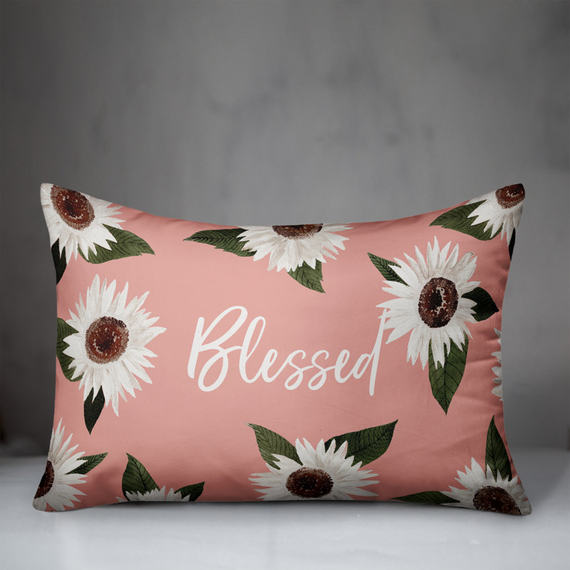 Floral Outdoor Reversible Throw Pillow, Pink