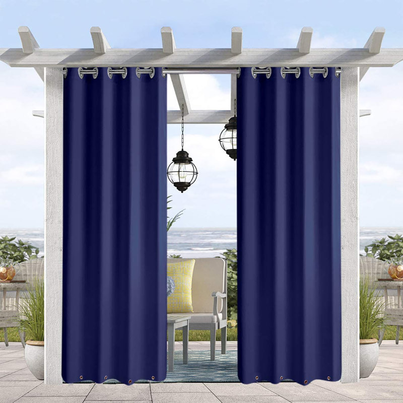 Arnoldine Outdoor Blackout Curtain Single Panel, Navy, 50" W x 84" L