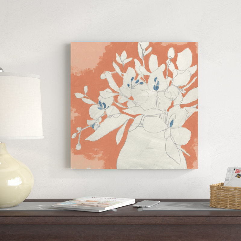 «Terracotta Flowers II» par June Erica Vess - peinture sur toile tendue, H 20 po x l 20 po