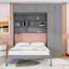 Grand lit escamotable en bois avec garde-robe, armoires et 2 tiroirs-682122094