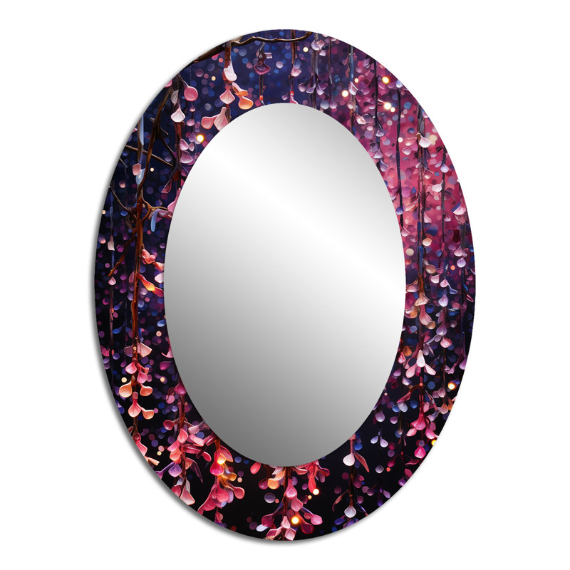 Miroir mural traditionnel mauve et rose, H 40 po x l 30 po