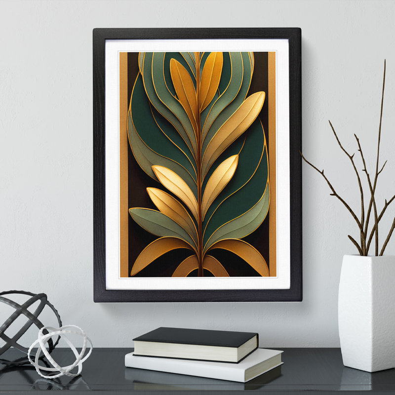 Leaves No.3 - Single Picture Frame Print, Black Framed, 46cm H x 34cm W x 2cm D