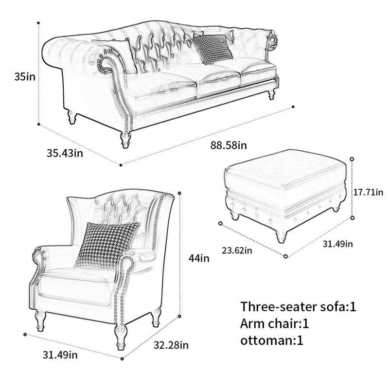 Retro American straight - row sofa