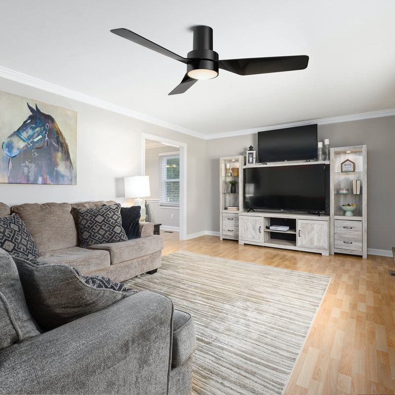 Ventilateur de plafond encastré à DEL 3 pales 44 "avec lumière et télécommande Edessa, Blanc