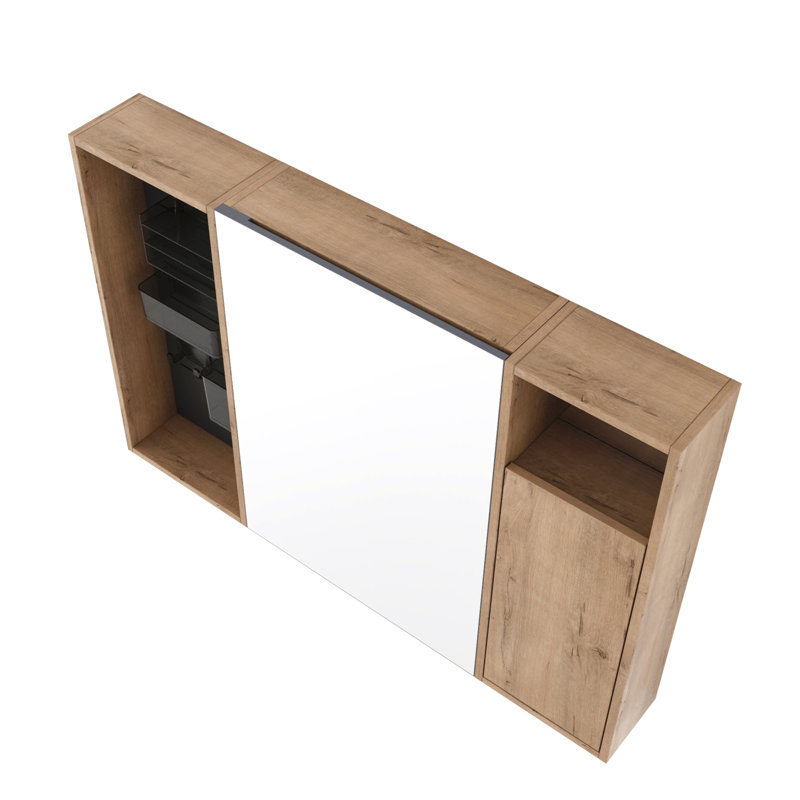 Armoire à pharmacie avec miroir de salle de bain moderne en contreplaqué avec rangement 41,7 po