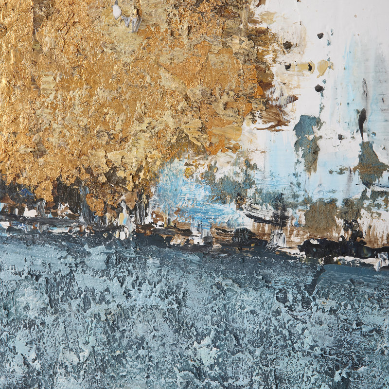 Bold Abstract Blue and Gold Canvas Painting