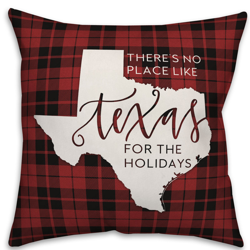  Coussin décoratif Il n'y a pas de place comme chez-soi pour les fêtes, 16 po x 1 po, Texas