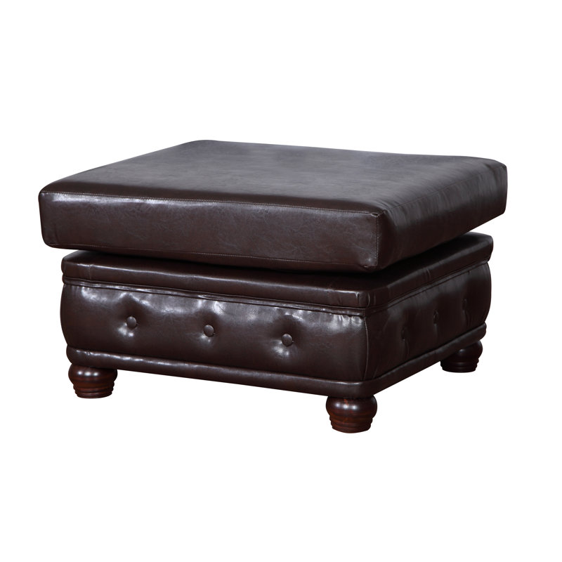 Abtao 75cm Wide Faux Leather Square Solid Colour Cocktail Ottoman