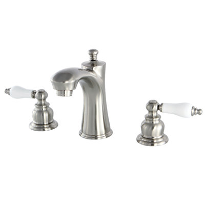 Kingston Brass Victorian Two-Handle 3-Hole Deck Mount Widespread Bathroom Faucet with Retail Pop-Up Drain