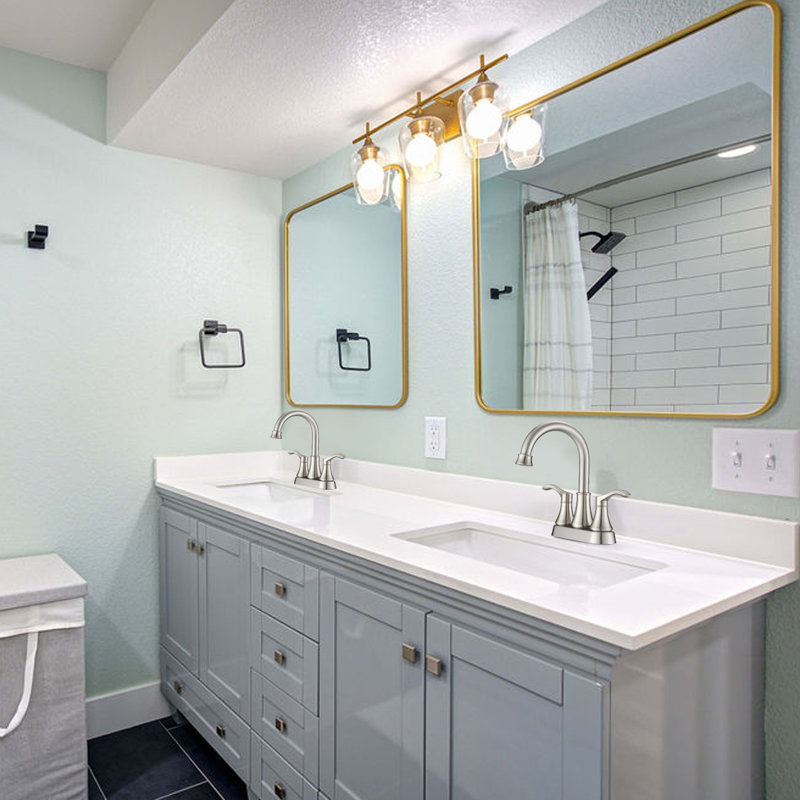 Ensemble de robinets de meuble-lavabo central à grande arche 4 po pour lavabo de salle de bain avec bonde escamotable