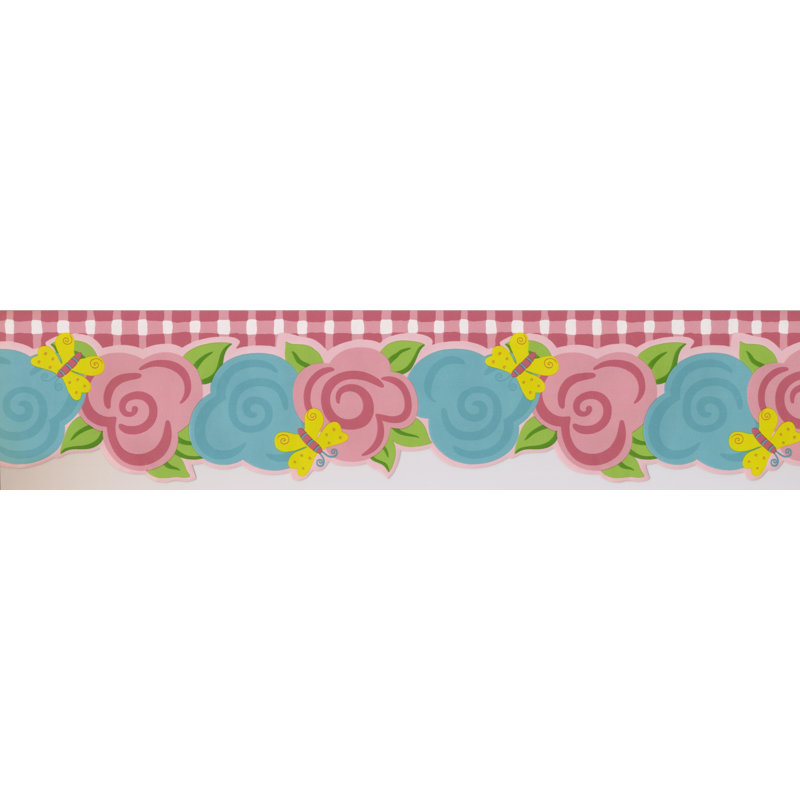 Bordure murale Annsville, Rose / Bleu