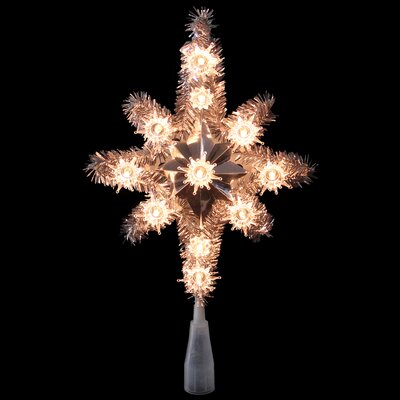 11"" Silver Lighted Tinsel Star of Bethlehem Christmas Tree Topper - Clear Lights -  Northlight Seasonal, NORTHLIGHT YS27528