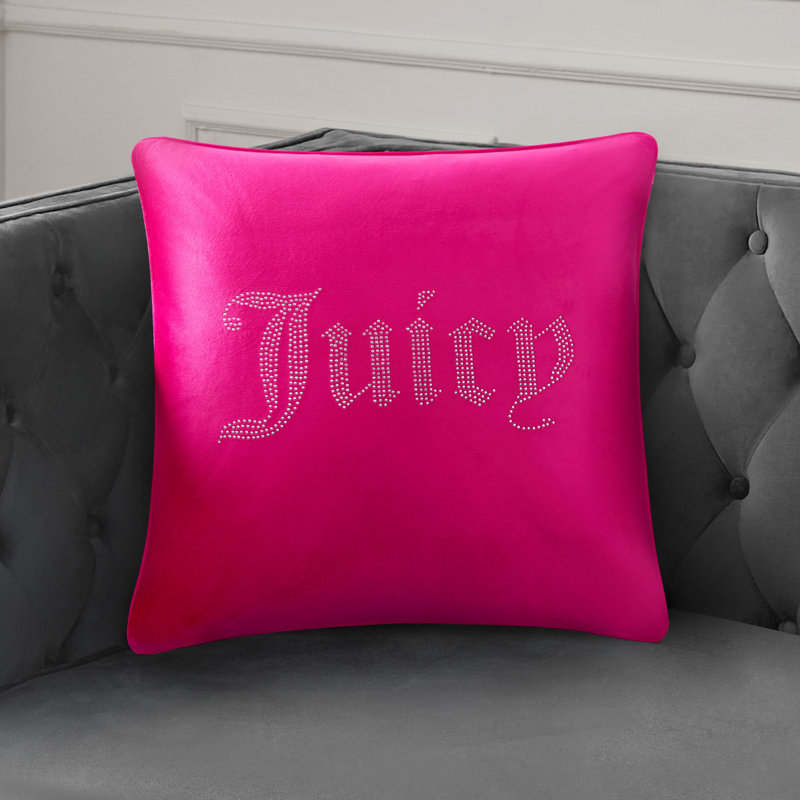Juicy Couture Rhinestone Decorative Pillows, Hot Pink