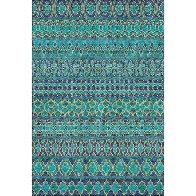 Premium Machine Washable Prisco Teal Rug