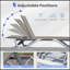 Chaise longue de patio, chaise longue de piscine extérieure avec table, tissu double couche-183503562