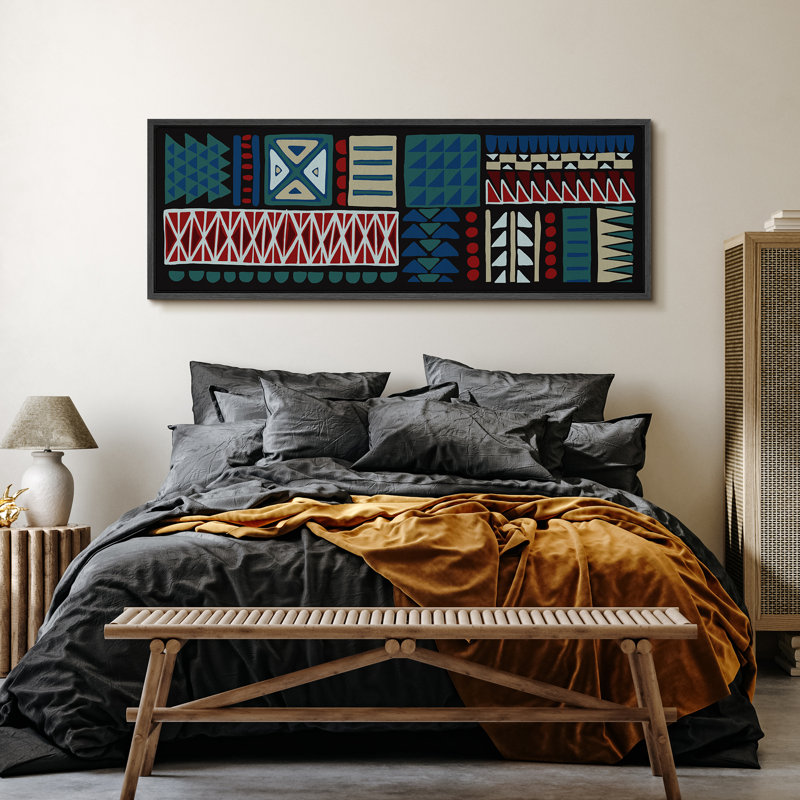 «Geometric Line», ensemble de blocs de couleurs et de motifs géométriques modernes encadrés sur toile, H 20 po x l 60 po