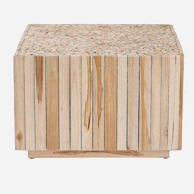 Bohemian Natural Teak Wood Coffee Table with Unique Repurposed Wood Logs