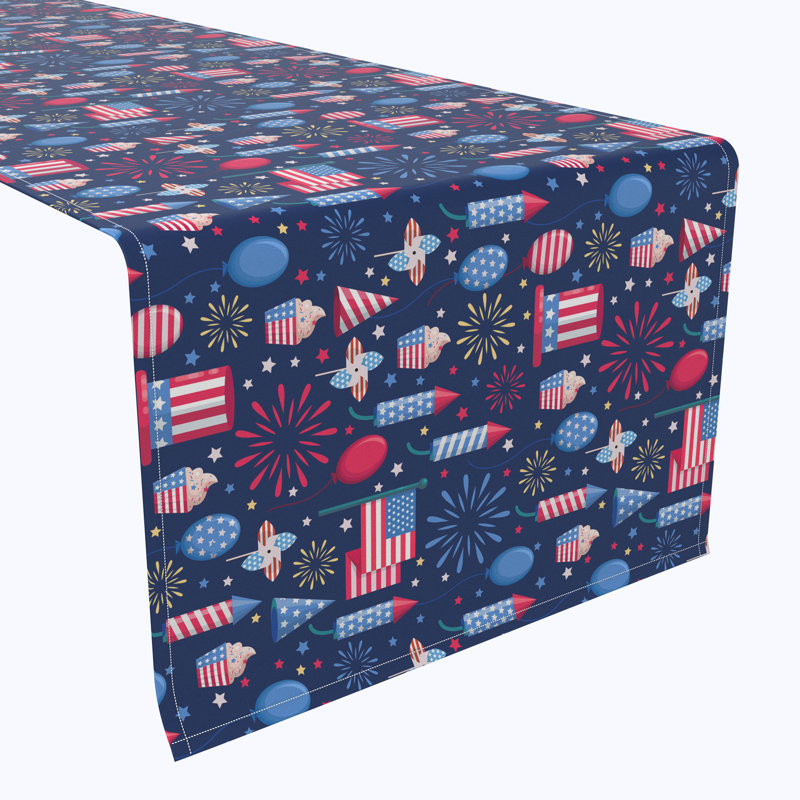 Arcadian Geometric Independence Day Table Runner, 108" x 14"