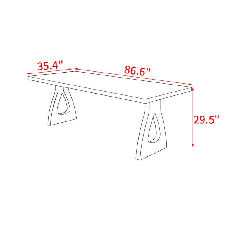 Elionna American style solid wood dining table, 29.5"H x 86.6"L x 35.4"W