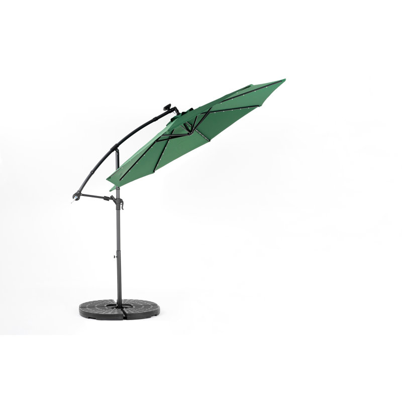 Parasol de marché suspendu à DEL 10 pi (vert foncé) (sans base), Vert foncé