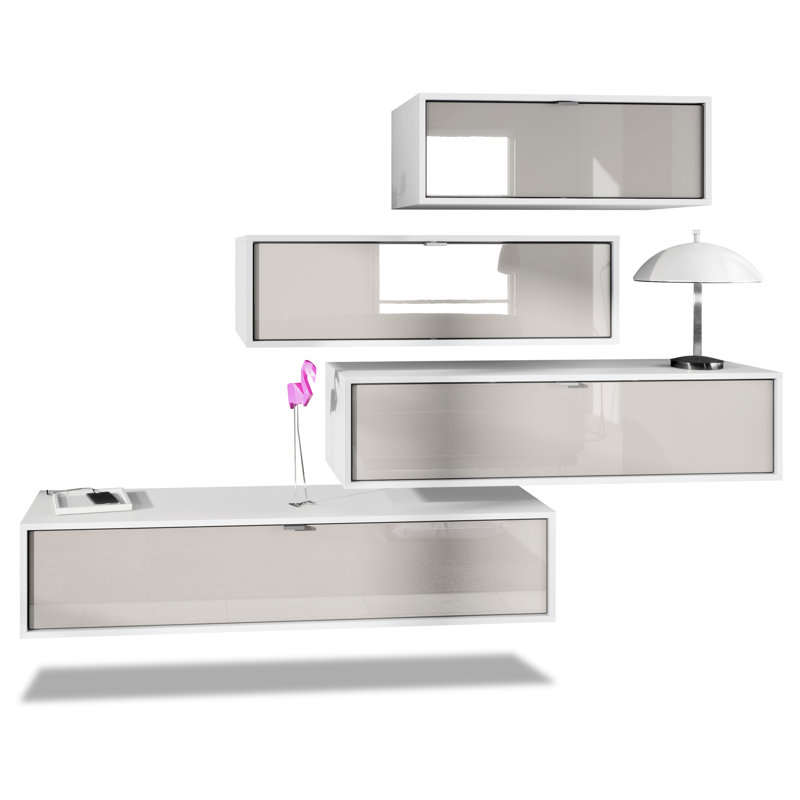 Mccarter Unfinished Entertainment Centre for TVs up to 55", White/Sand High Gloss