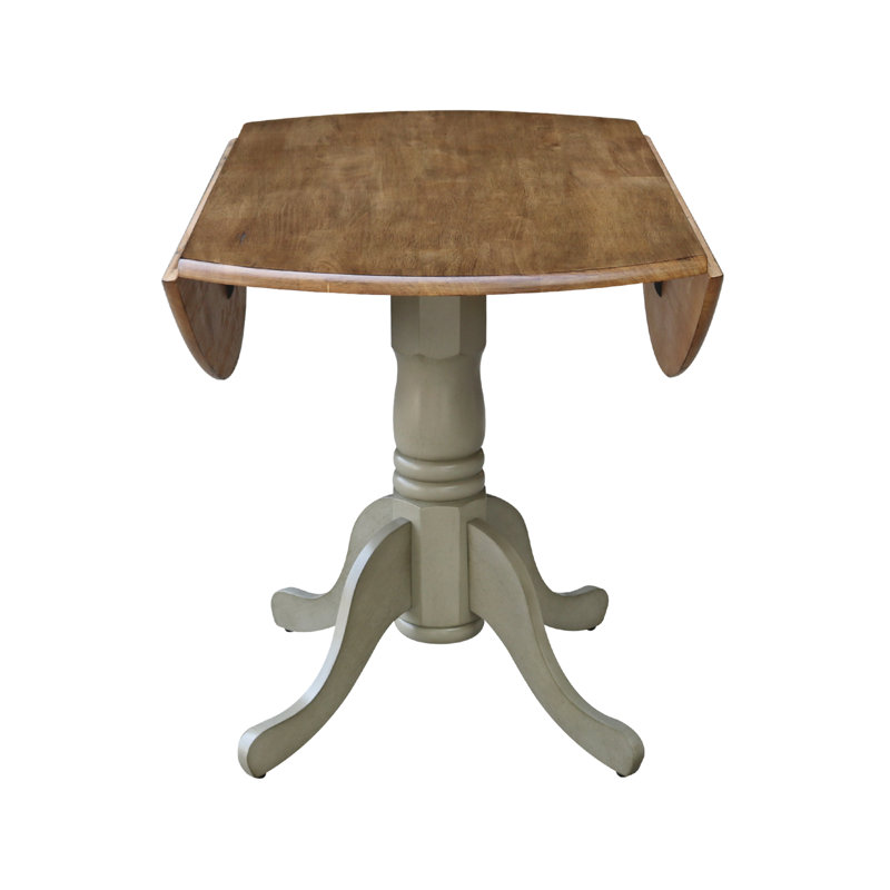 Philipston Extendable Round Solid Wood Dining Table, Stone, Stone