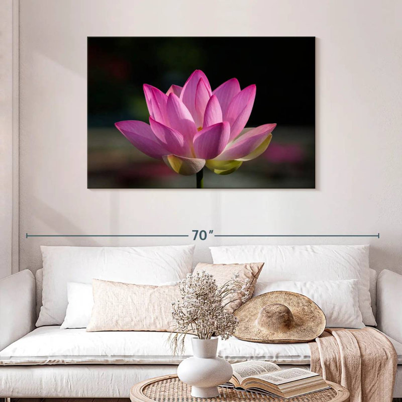 Harnek précieuse fleur de lotus rose, H 30 po x l 45 po