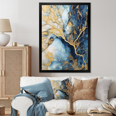 «Blue and Gold Marble Clouds V», reproduction sur toile