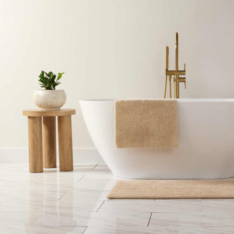 100% Cotton Reversible Bath Mats, Tan, 24 in x 17 in