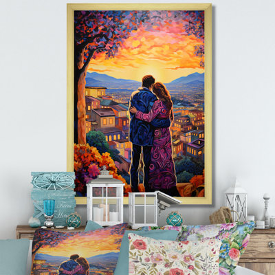 Romantic Couple Landscape Enveloped In Garden - Romantic Landscape Wall Art Prints