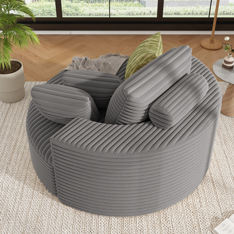 Fauteuil demi-tonneau rembourré Addisin, Gris