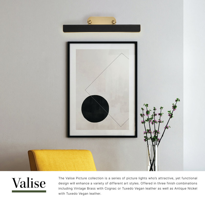 Valise Dimmable LED Wall Mounted Picture Light, Vintage Brass/Tuxedo