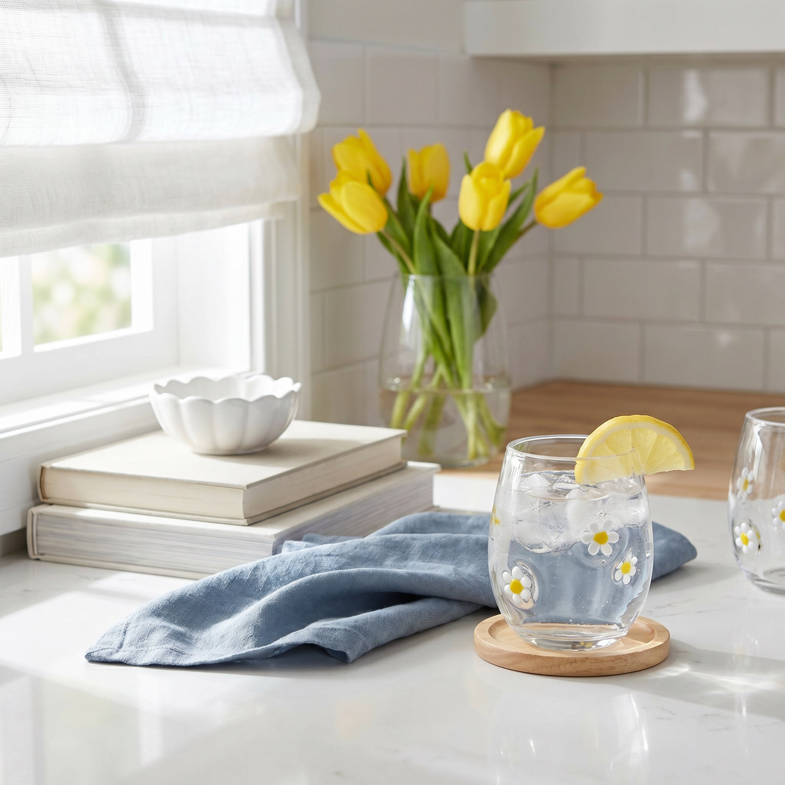 Flower Stemless Wine Glass