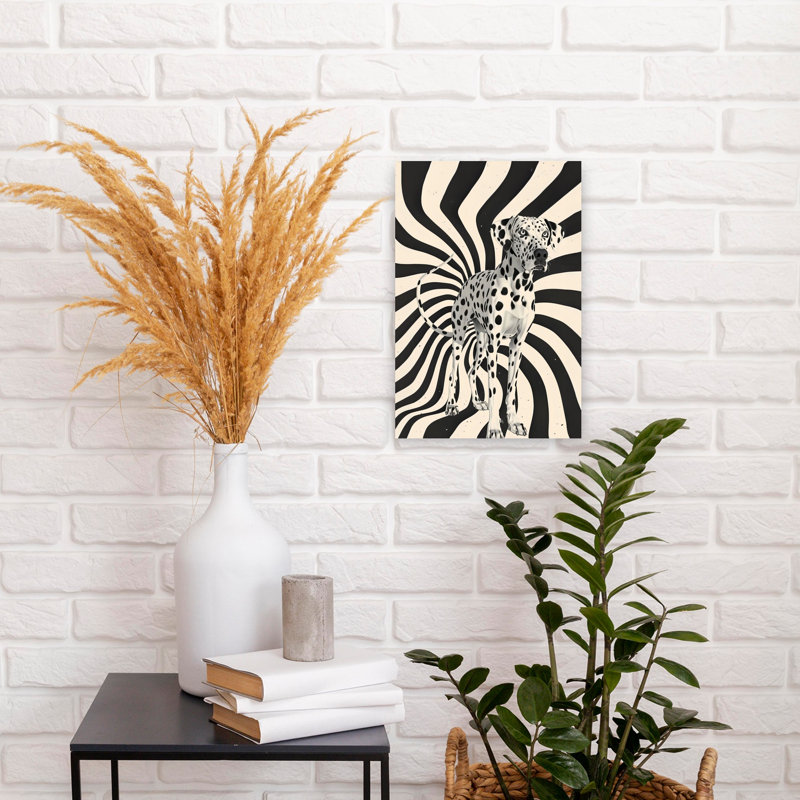 Art hypnotique dalmatien abstrait contemporain, H 18 po x l 12 po