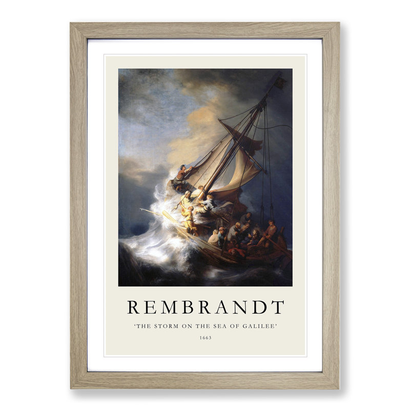 Christ in the Storm of Galilee by Rembrandt Van Rijn - Picture Frame Art Prints, 65cm H x 48cm W x 2cm D, Oak