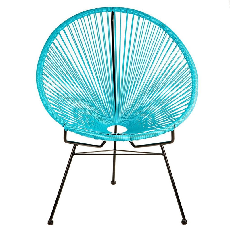 Dawud Outdoor Armless Lounge Chair, Turquoise