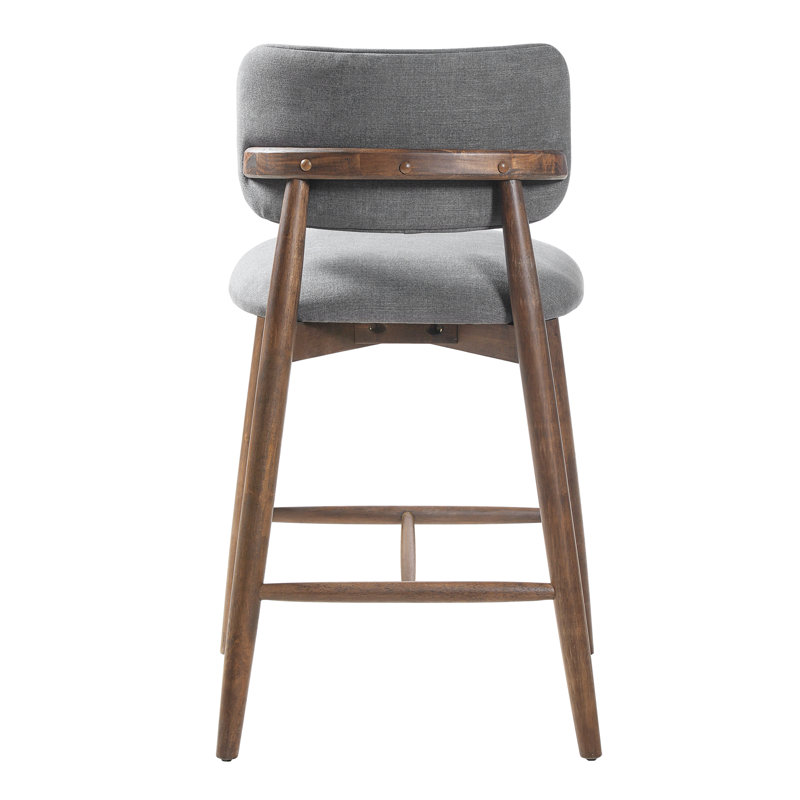 Tabouret de comptoir Talin, Coussin gris / cadre brun, 2