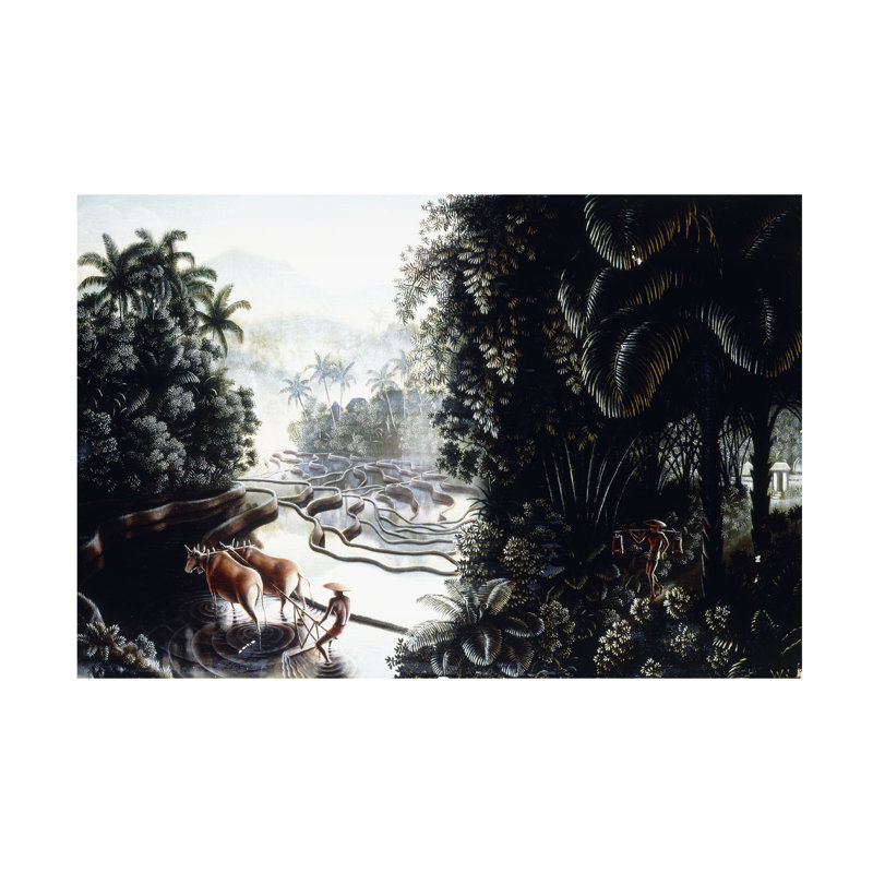 «Walter Spies View Across The Sawahs To Gunung Agung, C. 1937-1939», art sur toile, H 16 po x l 24 po