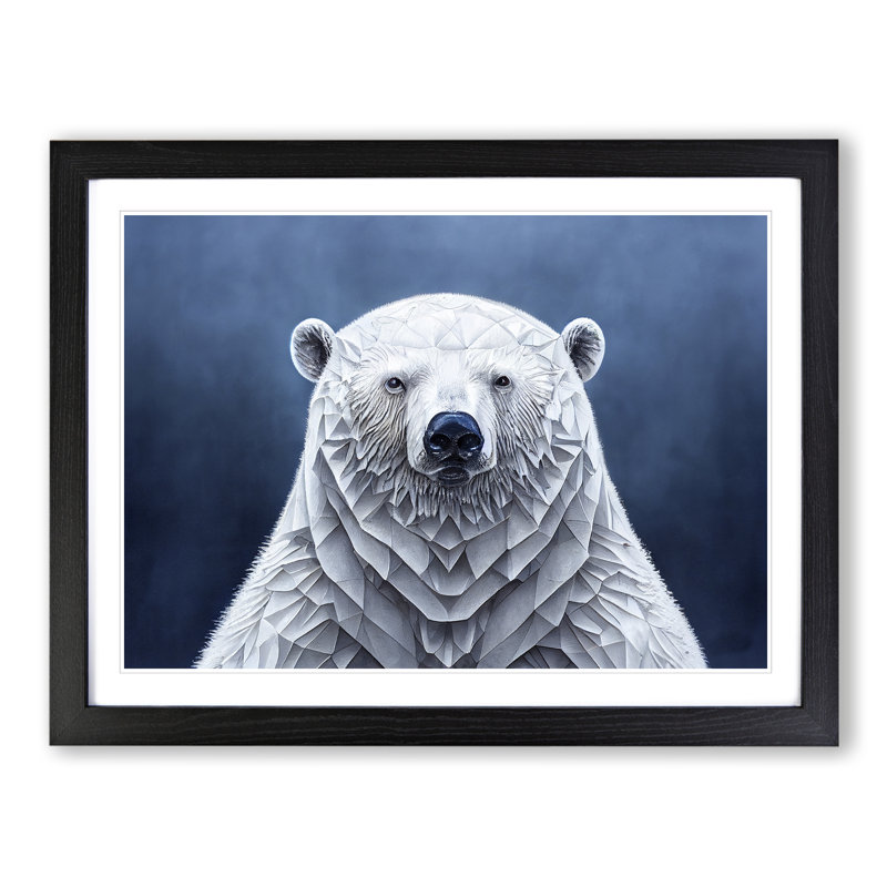 Flourishing Polar Bear - Single Picture Frame Print, 25cm H x 34cm W x 2cm D, Black