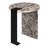 Lyra 20" Modern Round Asymmetrical Marble Accent Table, Ivory & Black Natural Veined Stone with Black Iron Metal Base for Living Room