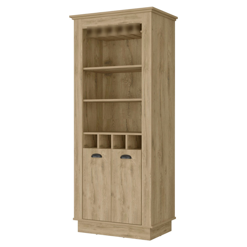 Élégante armoire à vin: support de 4 encastrés, support de finition pour les vins et les accessoires, Brown