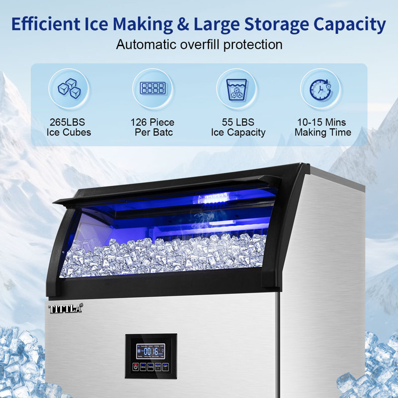 24.3 In. 320 Lbs. Built-in Ice Maker with Flip-Up Door, Water Filter, Scoop, and 55 Lbs. Storage Bin