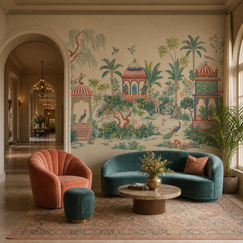 Papier peint tropical tropical avec décoration murale, 200 po x 120 po, Non tissé