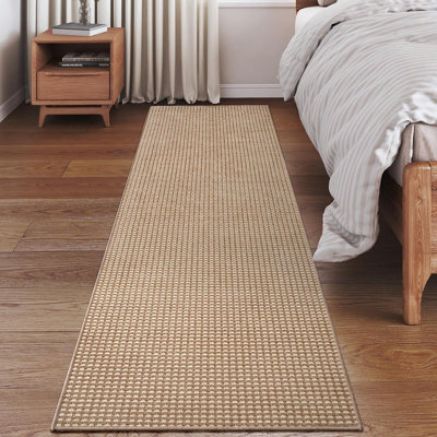 Kitchen Runner Rugs Mat - Brown - Woven / Non-Slip, Washable, Soft, Long Entryway & Hallway Runner, Indoor Use