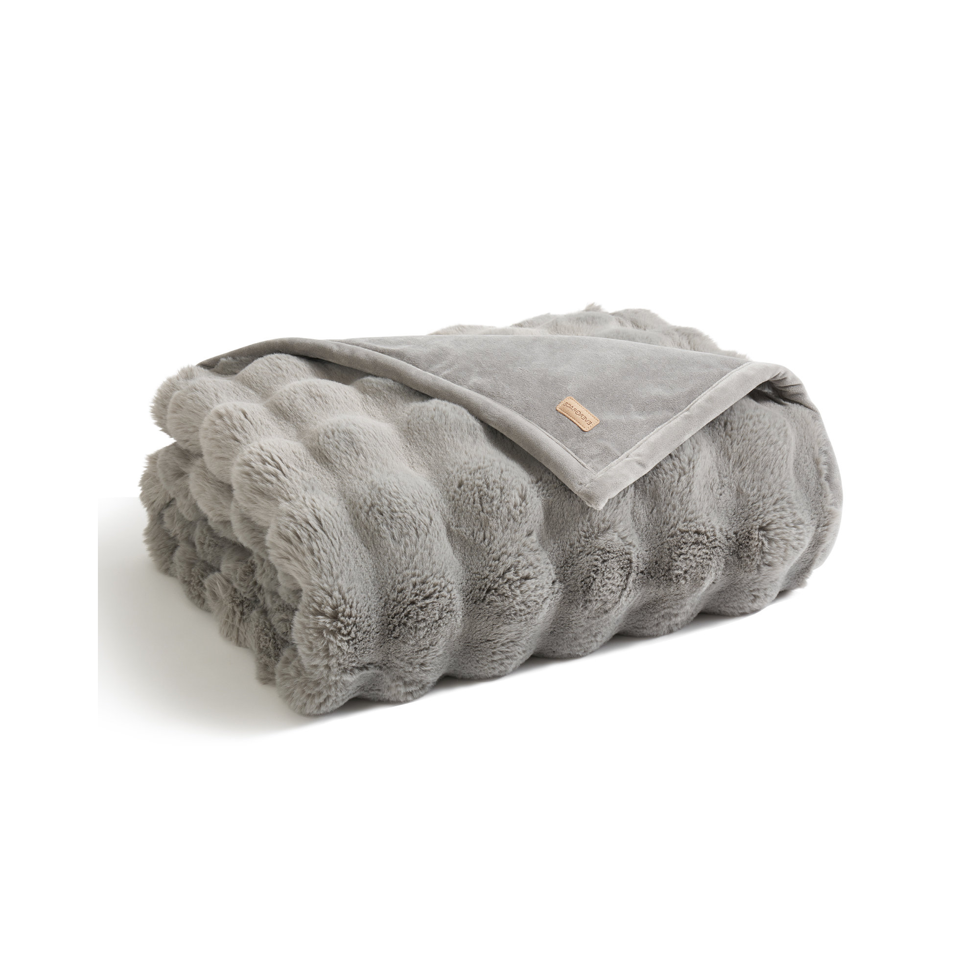 Ridgeline Faux Fur Throw Blanket, Gray, 60" L x 50" W