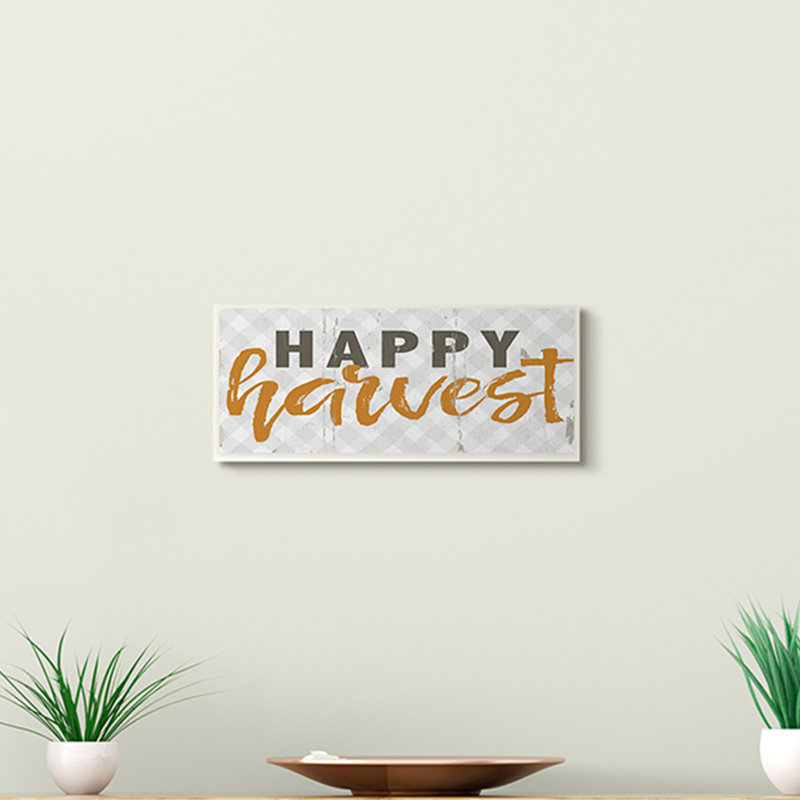 « Happy Harvest phrase », « Autumn plaid » par Jessica Mundo-impression d’art textuel, H 17 po x l 7 po x P 1,5 po