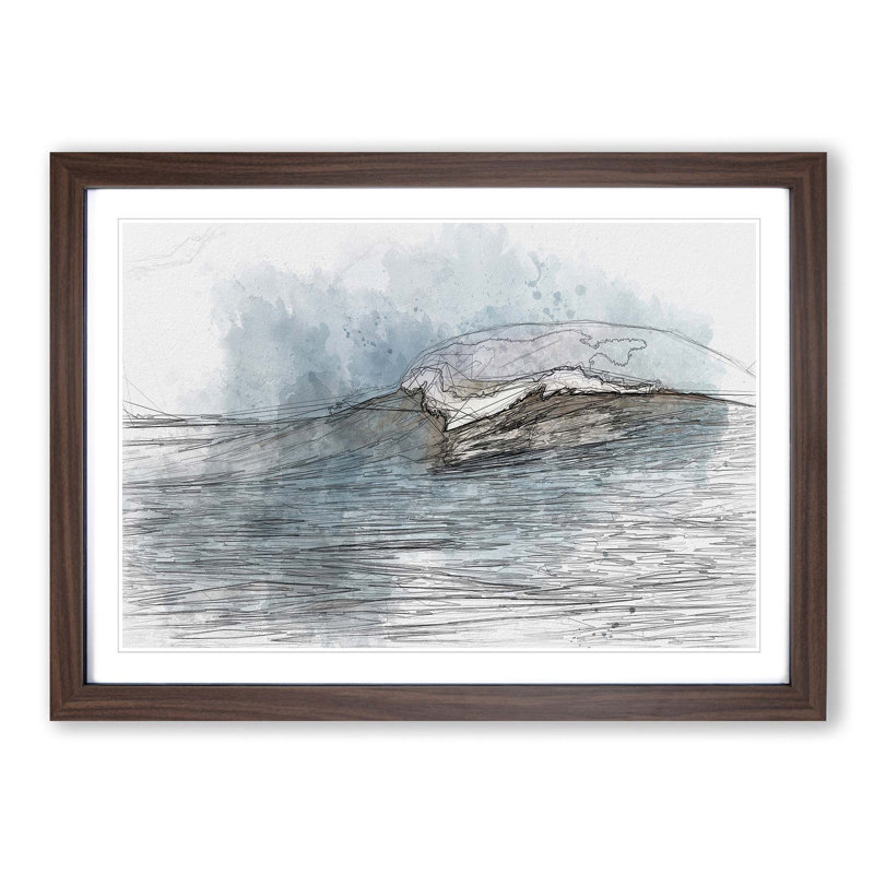 Wave Rising in Abstract - Picture Frame Graphic Art Print, Walnut, 50cm H x 76cm W x 2cm D